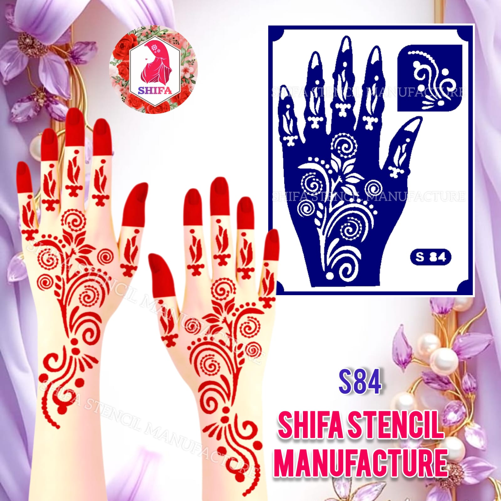 S 84 An artistic swirl-based stencil Sticker Overview Henna Stencil - Shifa Stencil